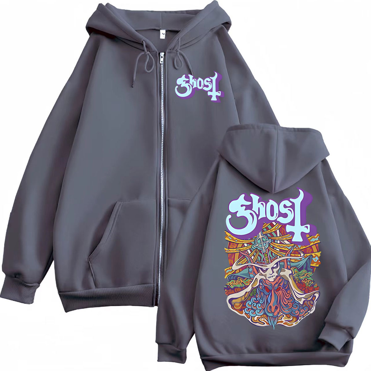 Ghost Band Graphic Zipper Hood - Mens Fashion Zip Up Hoodies recension och pris