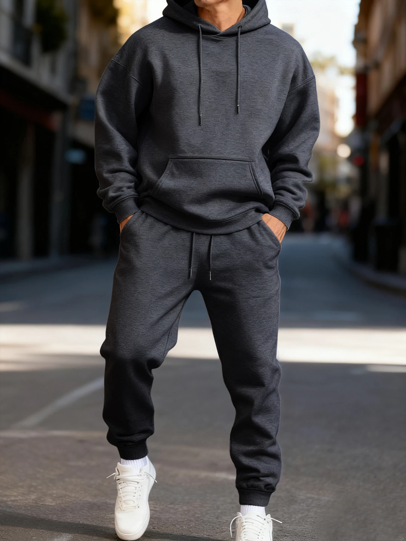 Man's Hoodie Set Winter Solid  - Mens Fashion Clothes recension och pris