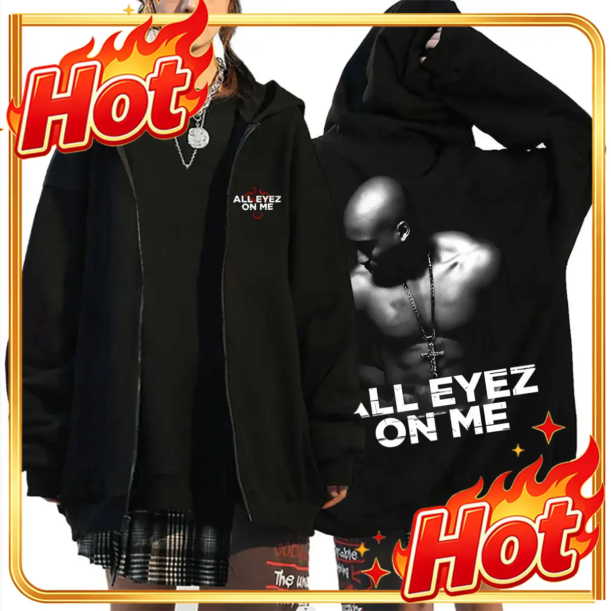 Rapper Tupac 2pac All Eyez on  - Mens Fashion Zip Up Hoodies recension och pris