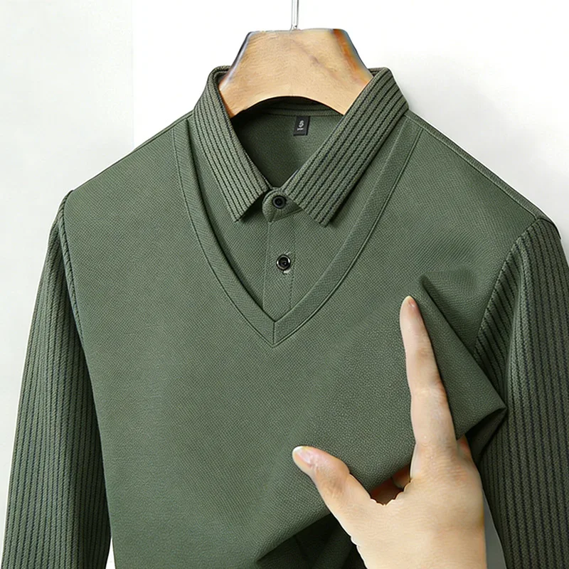 Men's Fake Two Piece Shirt Col - Mens Fashion Clothes recension och pris