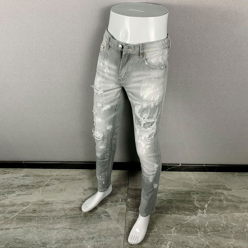 Fashionable new men's jeans, t - Men'S Fashion Grey Jeans recension och pris