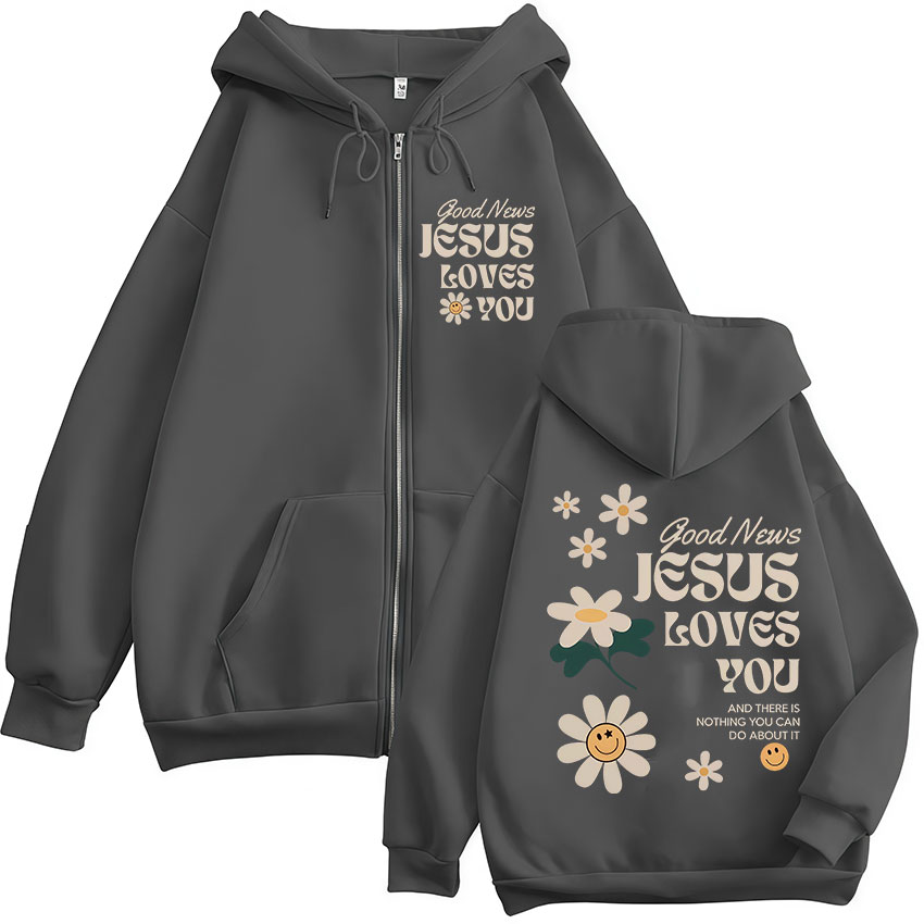 Good News Jesus Loves You Chri - Mens Fashion Zip Up Hoodies recension och pris