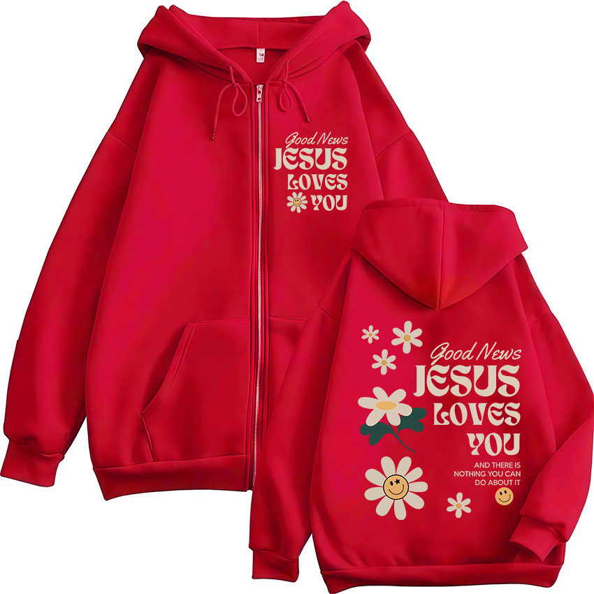 Good News Jesus Loves You Chri - Mens Fashion Zip Up Hoodies recension och pris
