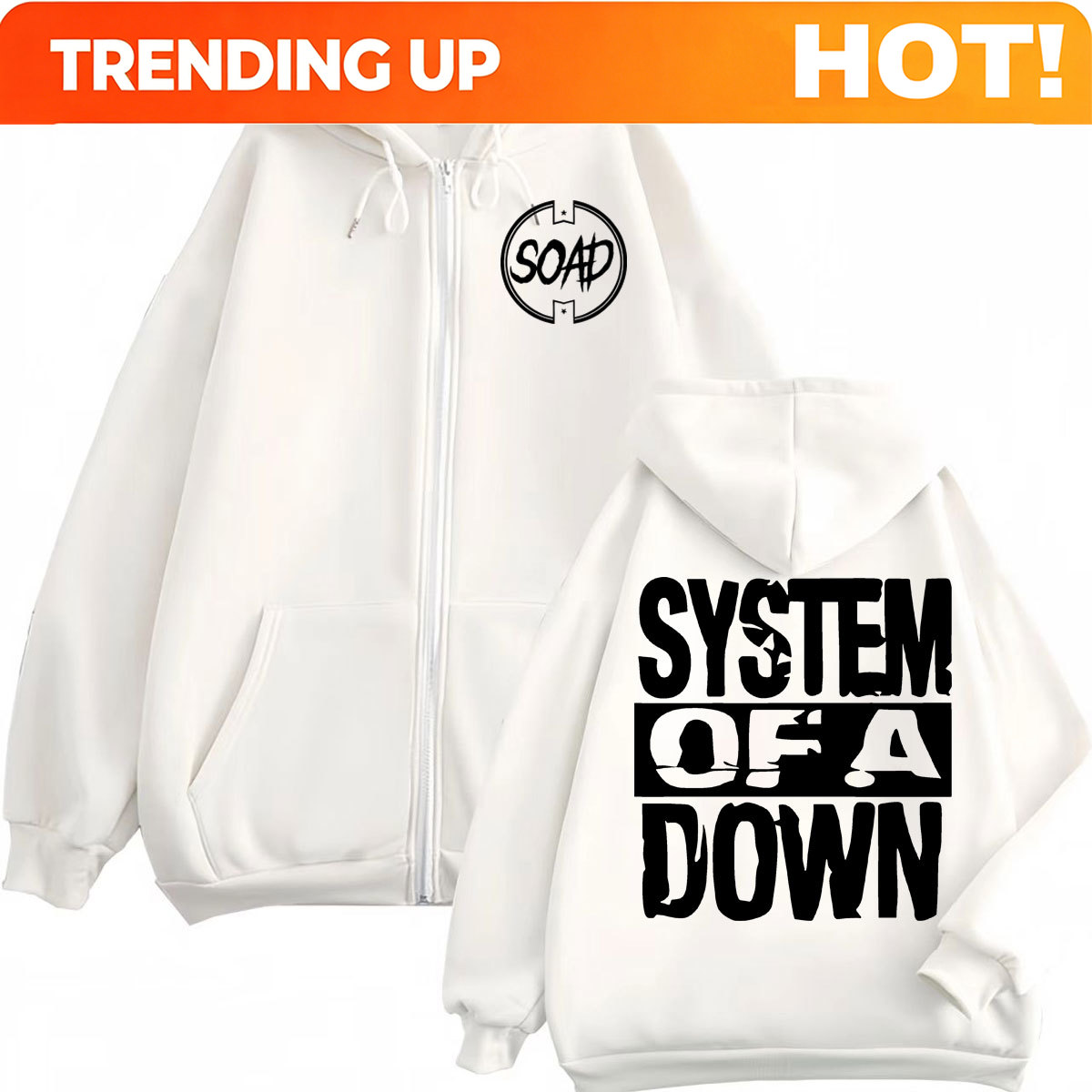 Rock Band System of A Down Pri - Mens Fashion Zip Up Hoodies recension och pris