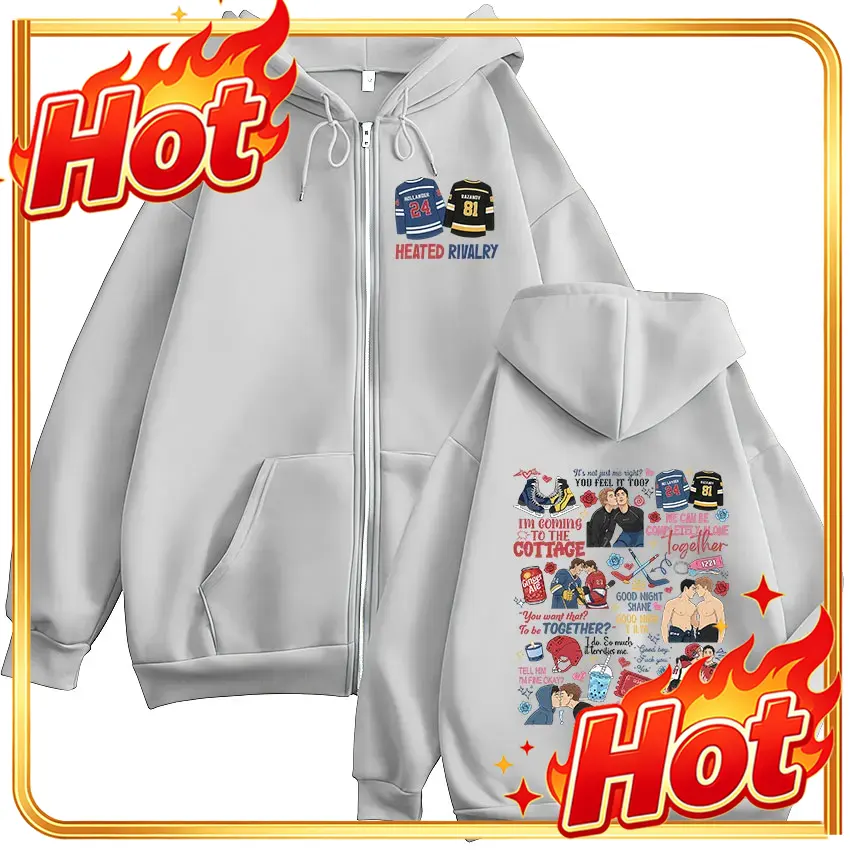 Heated Rivalry Print Zipper Ho - Mens Fashion Zip Up Hoodies recension och pris