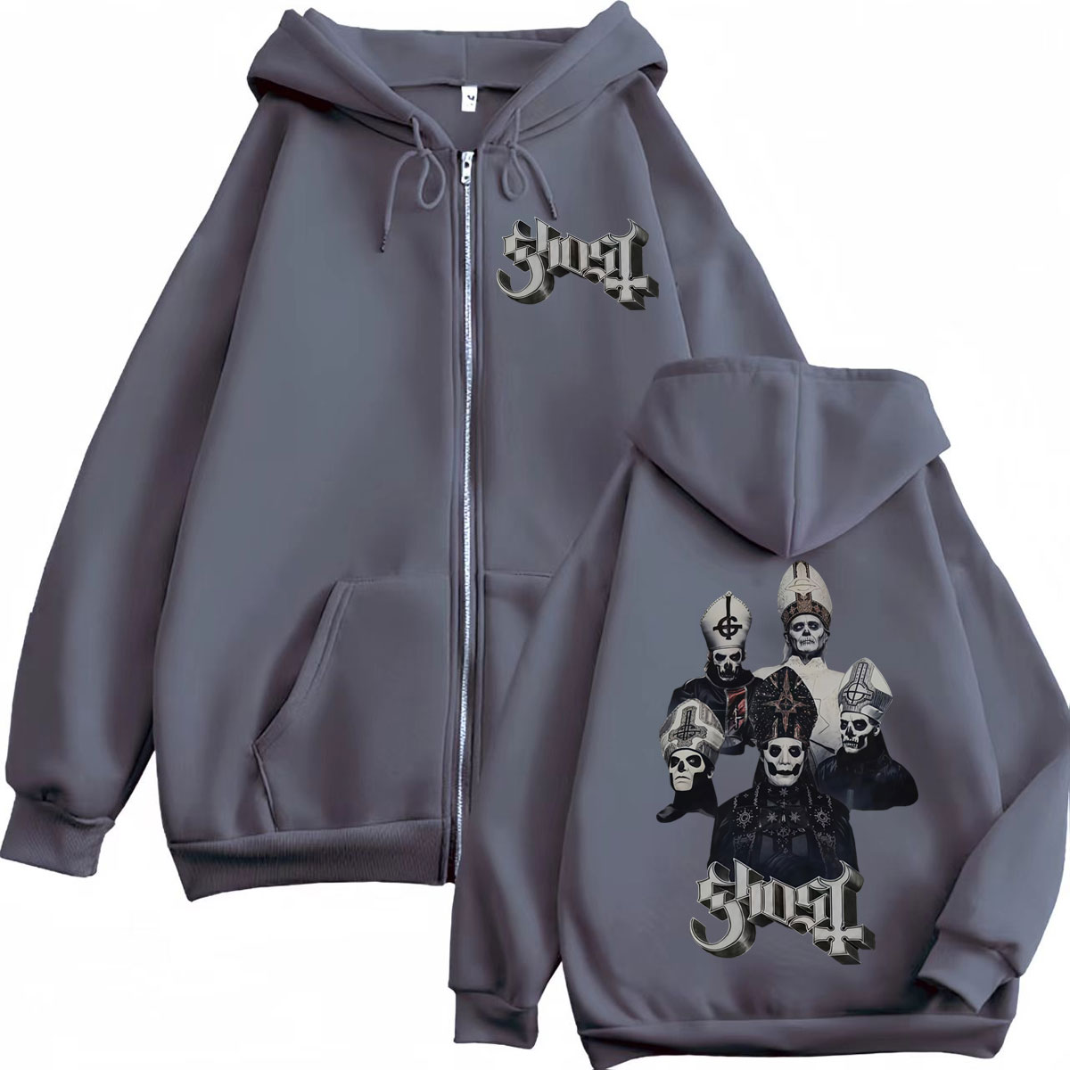 Hot Sale Ghost Band Zipper Hoo - Mens Fashion Zip Up Hoodies recension och pris