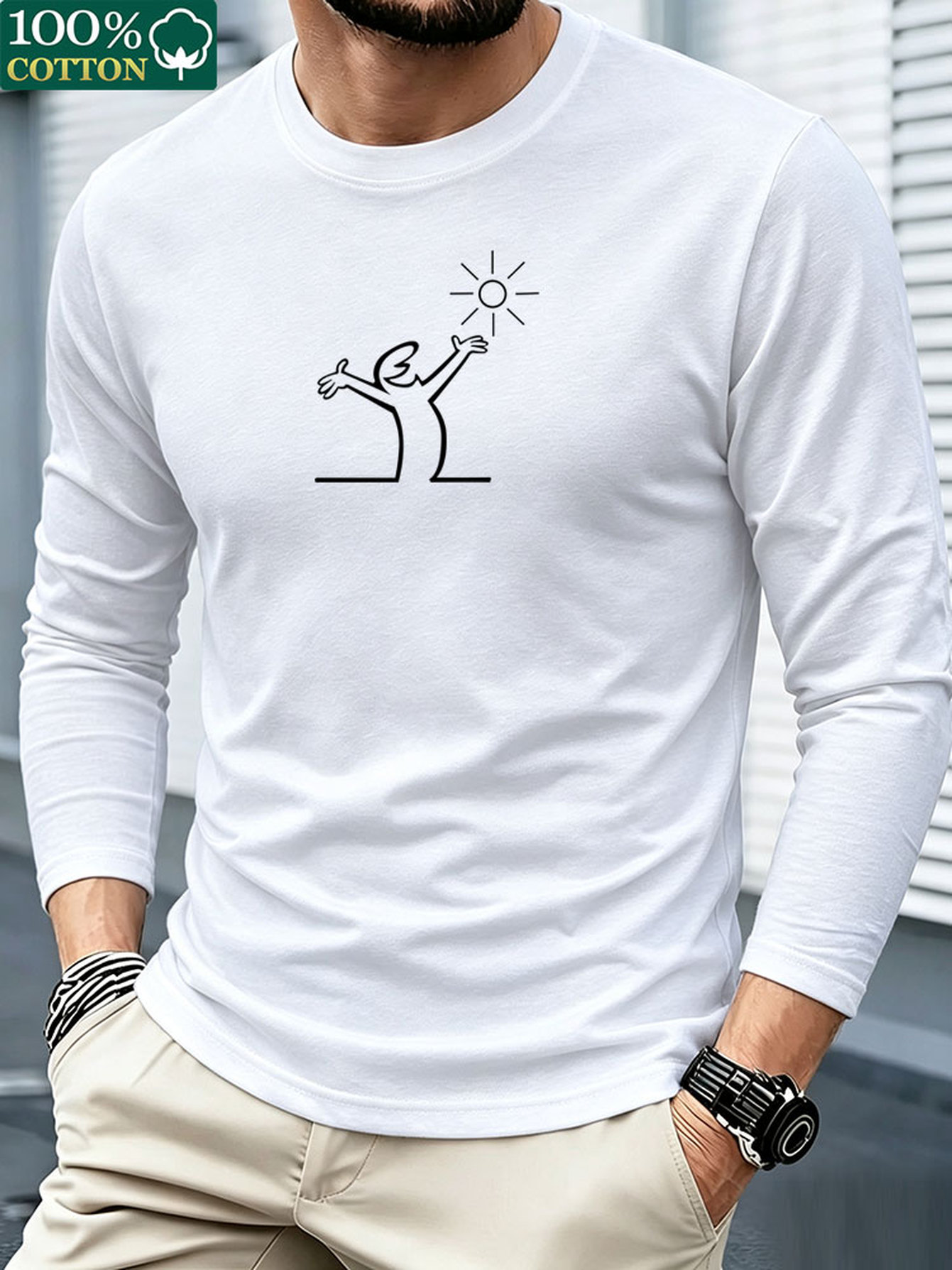 Men 100% Cotton Long Sleeve T  - Men'S Fashion T Shirts recension och pris